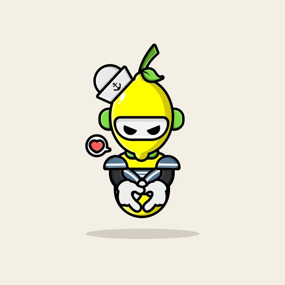 Lemon robot wearing navy uniform vector