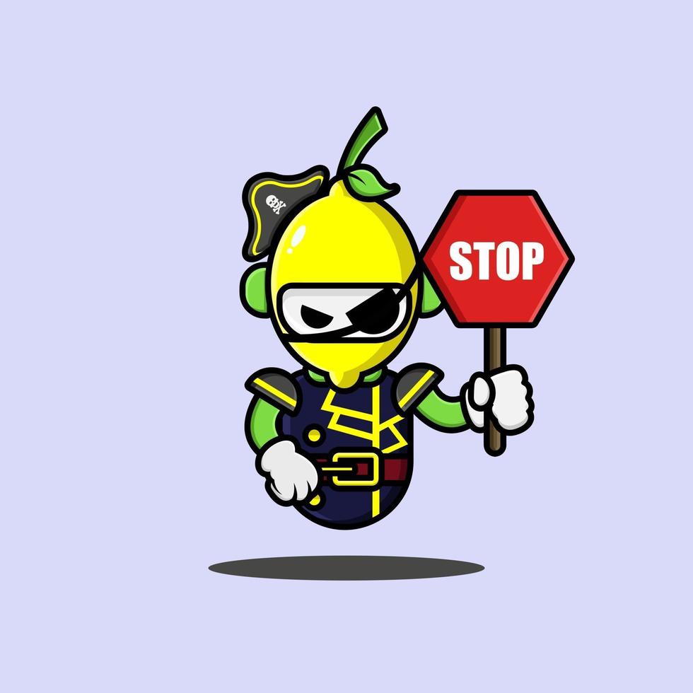 Lemon robot wearing pirate uniform vector