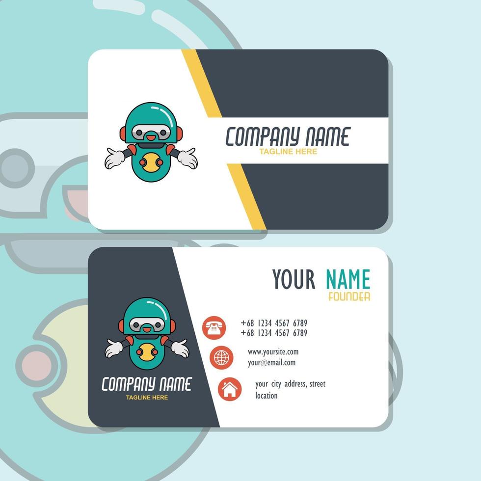 Vector Graphic of Business Card Design, with cute mascot robot logo. Perfect to use for lab computer