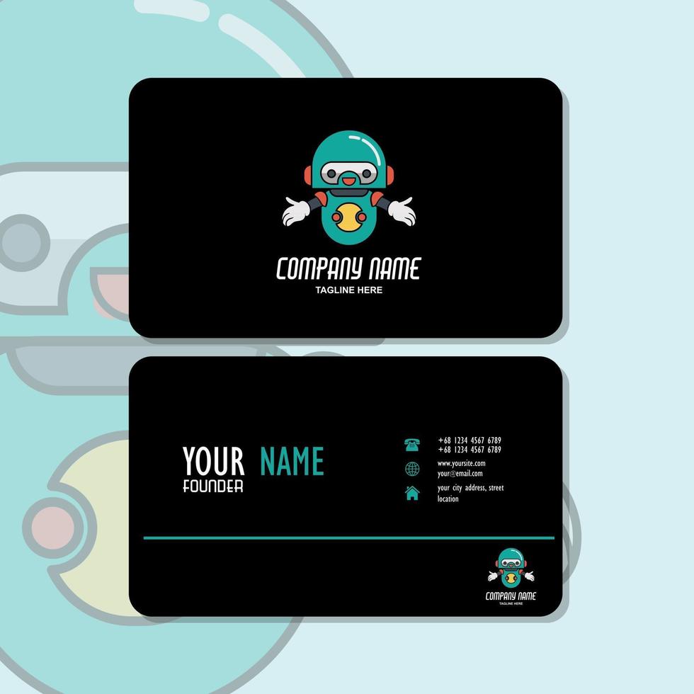 gráfico vectorial de diseño de tarjetas de visita, con el logotipo de robot mascota lindo. perfecto para usar en una computadora de laboratorio vector