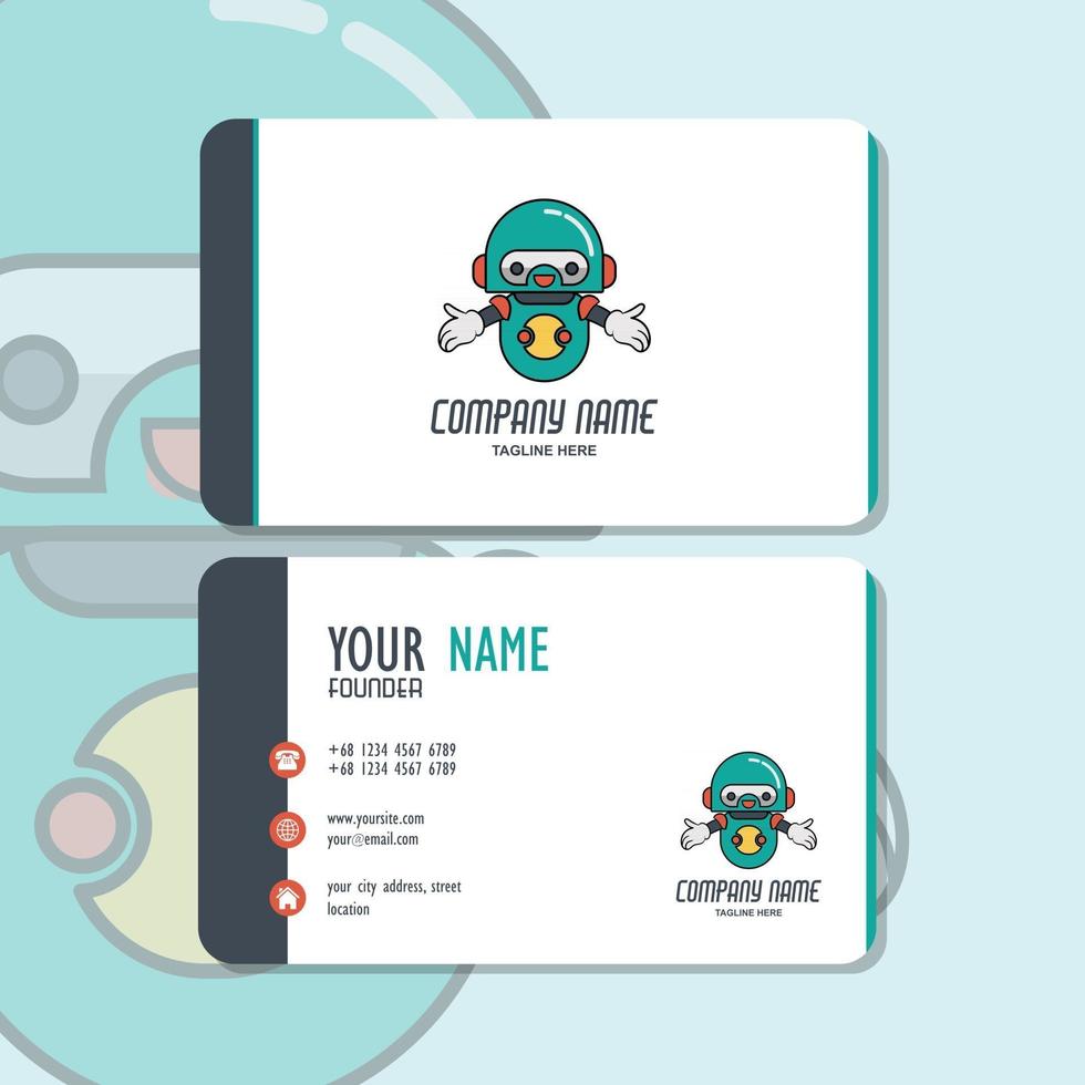 Vector Graphic of Business Card Design, with cute mascot robot logo. Perfect to use for lab computer