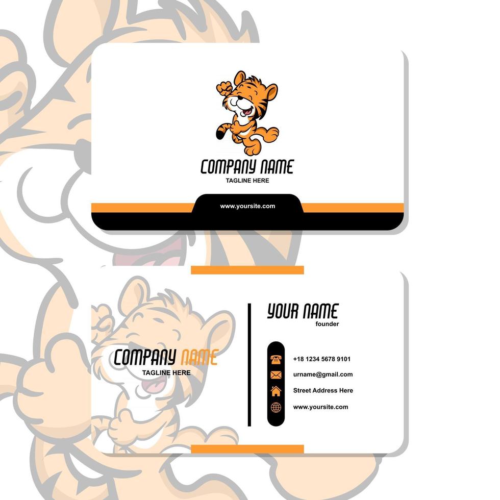 Vector Graphic of Business Card Design, with cute mascot tiger logo. Perfect to use for pet care