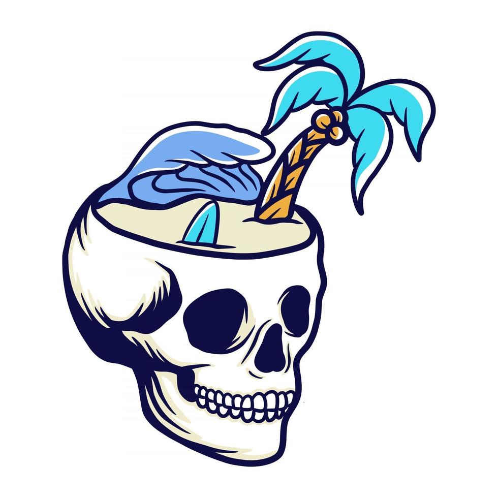 Skull summer beach vector