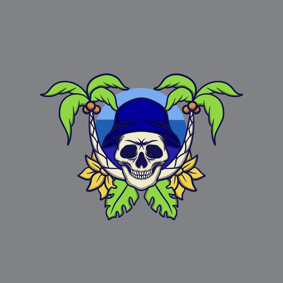 Skull summer beach design vector