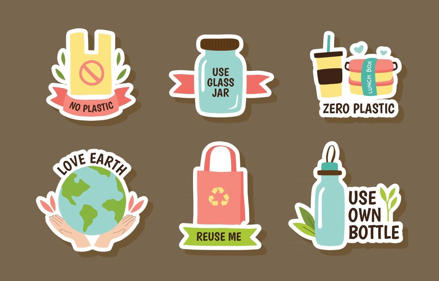 No Plastic Campaign Sticker Collection vector