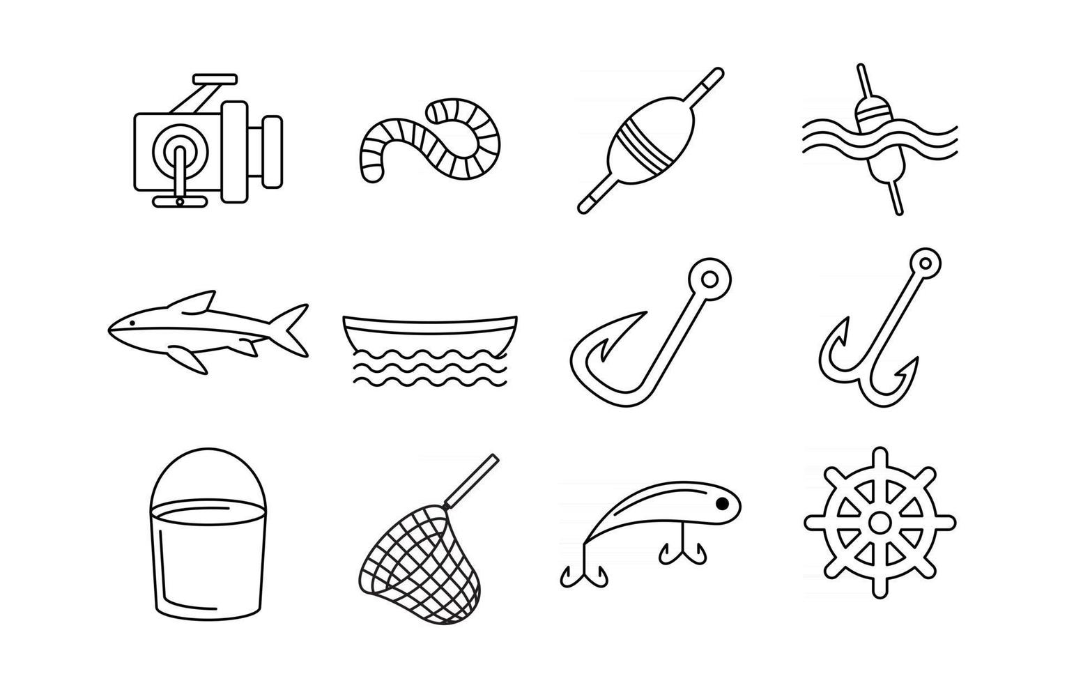 Fishing Line Icon Set vector