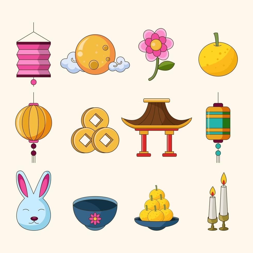 icono de chuseok de mediados de otoño vector