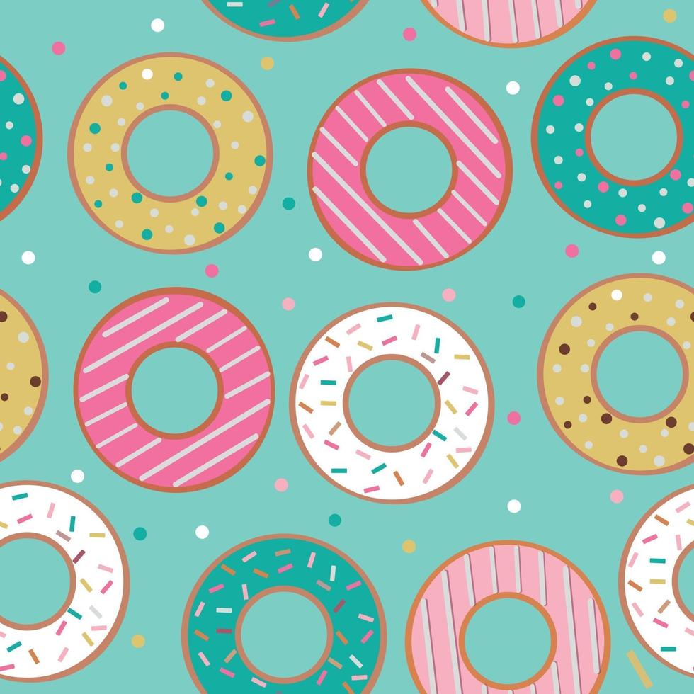 Seamless pattern with donuts on blue background. vector