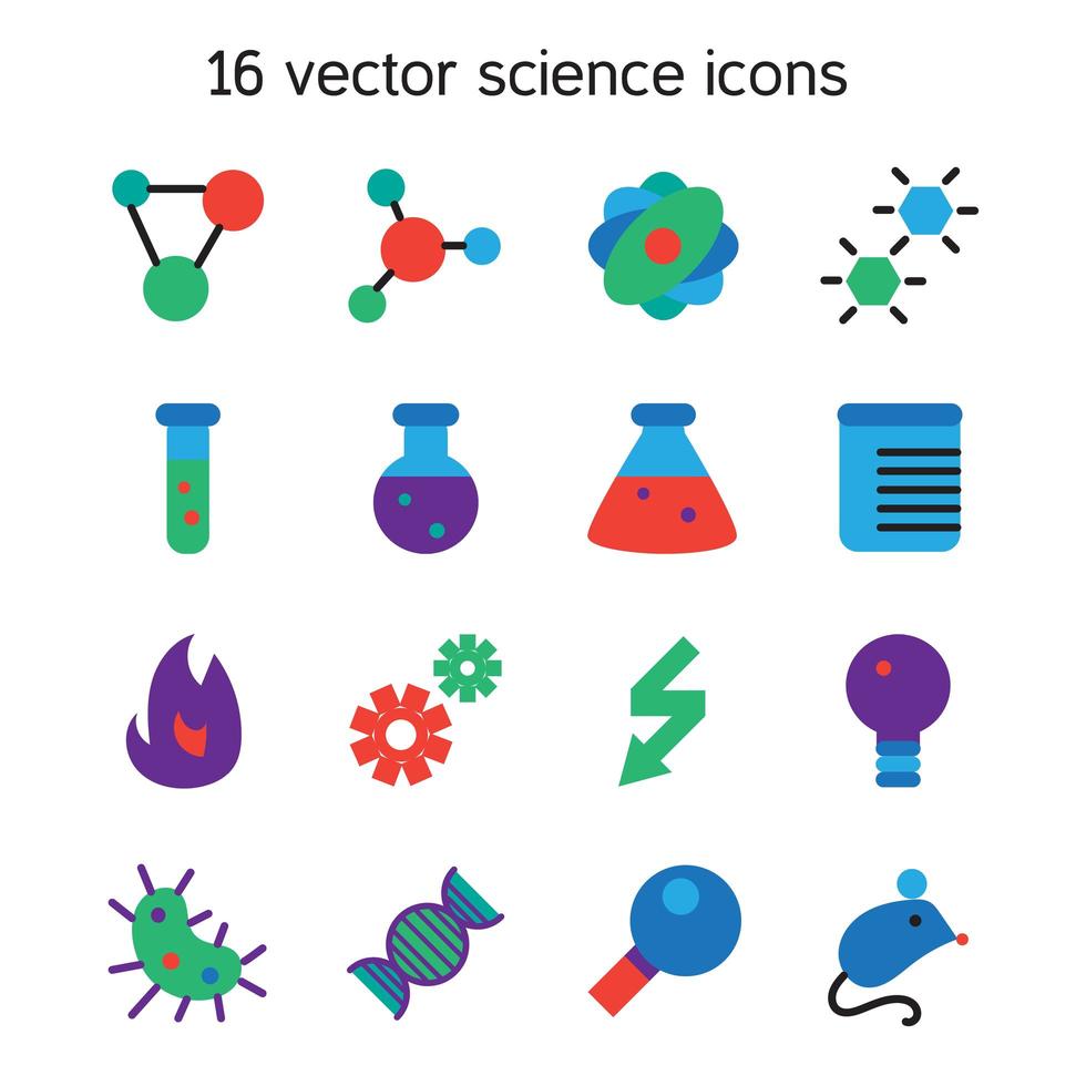 Science set icons vector