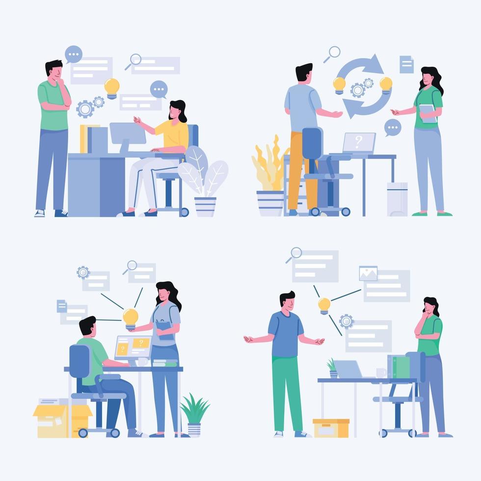 Vector flat illustration finance brainstorming meeting of business concept design