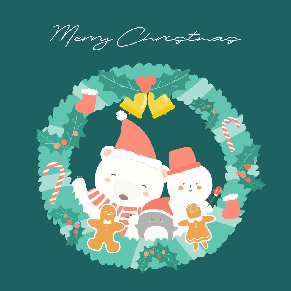 Christmas wreath background vector