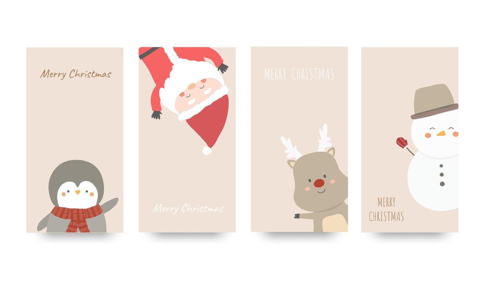 4 cartas navideñas vector