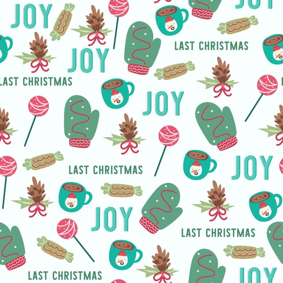 Seamless pattern background with merry Christmas icon. vector