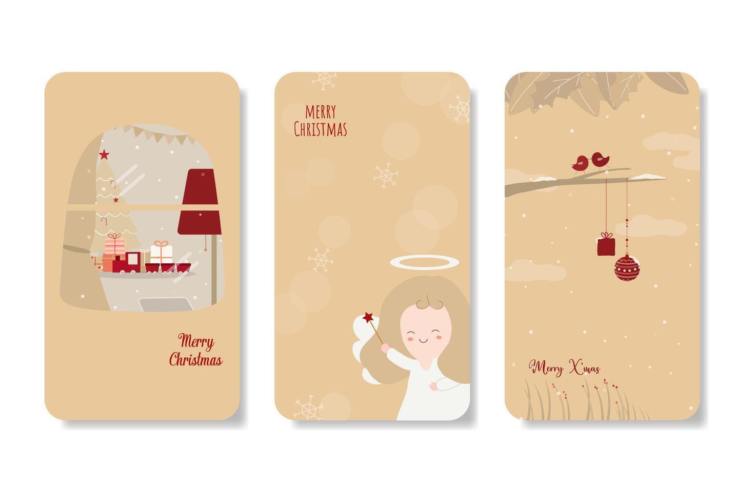 Merry Christmas with angel tag set vector