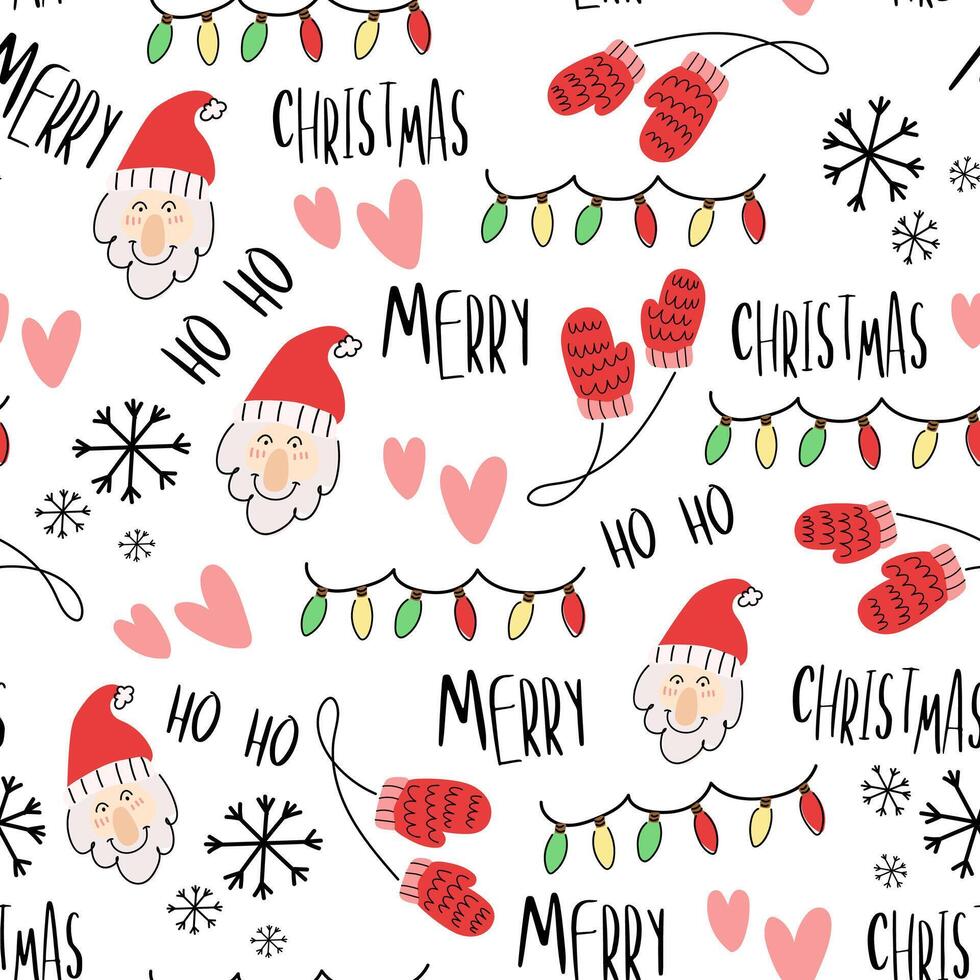 Seamless pattern background with merry Christmas icon. vector