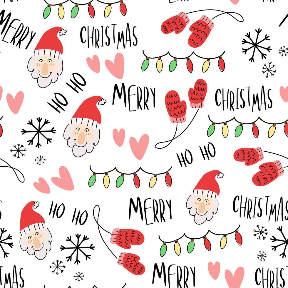 Seamless pattern background with merry Christmas icon. vector