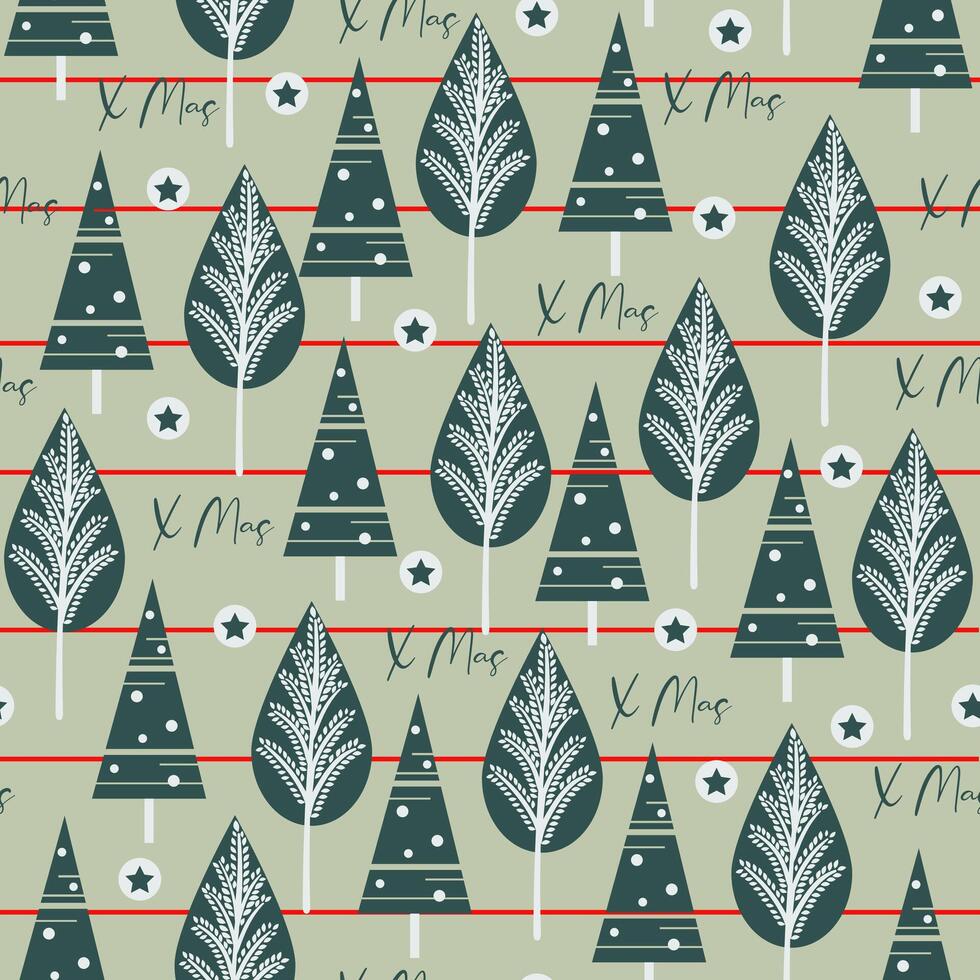 Green Christmas tree, Pine leaves seamless pattern background vector