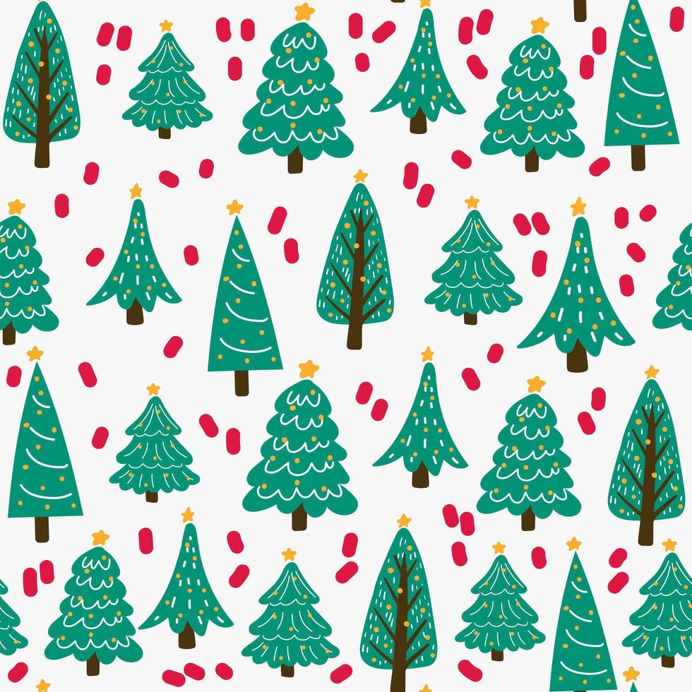 Christmas tree green, seamless pattern background. vector