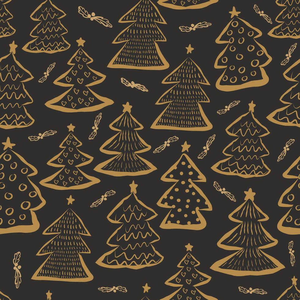 Christmas tree yellow, seamless pattern background. vector