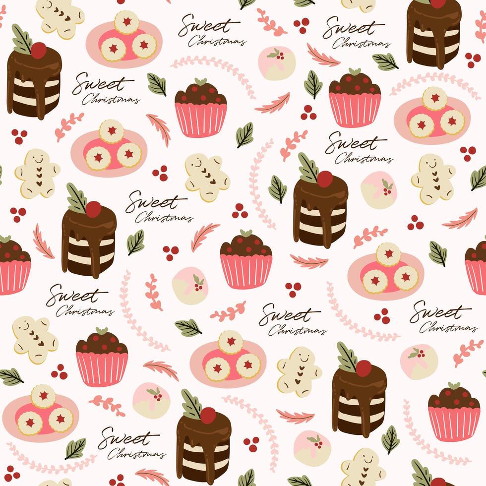 Fondo transparente con cupcake, pastel, hojas y postre vector