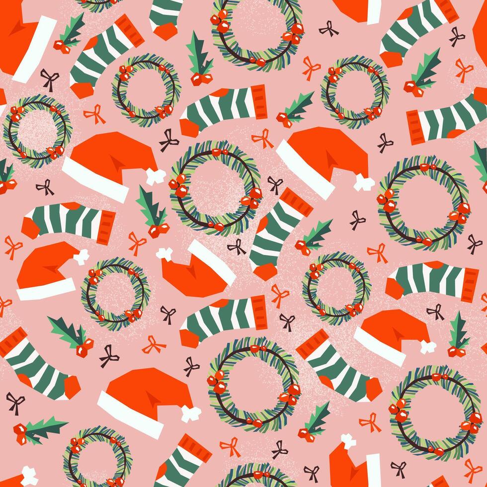 Seamless pattern background with merry Christmas icon. vector