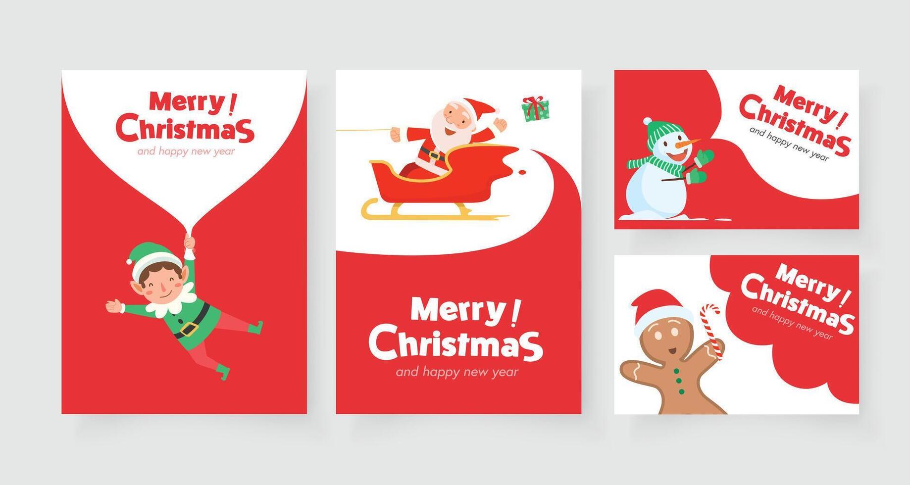 Christmas Vertical card with Santa Claus Reindeer and Santa helper vector