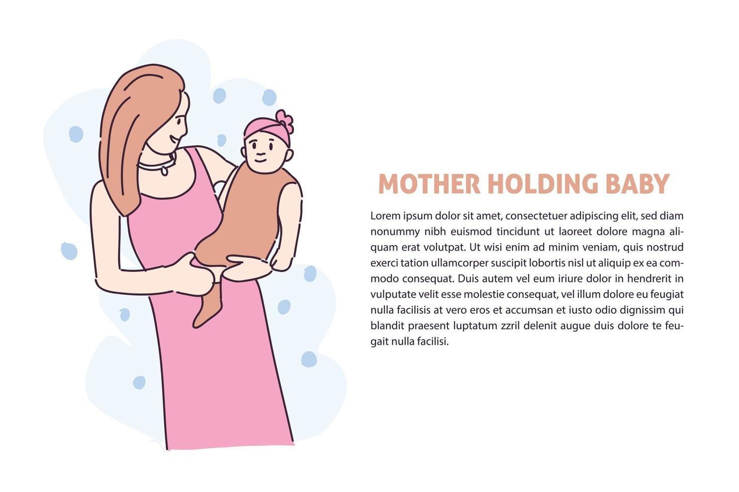 Mother show the cute baby hand drawn illustration vector