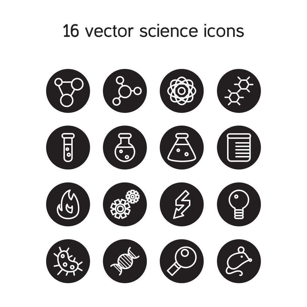 Science set icons vector