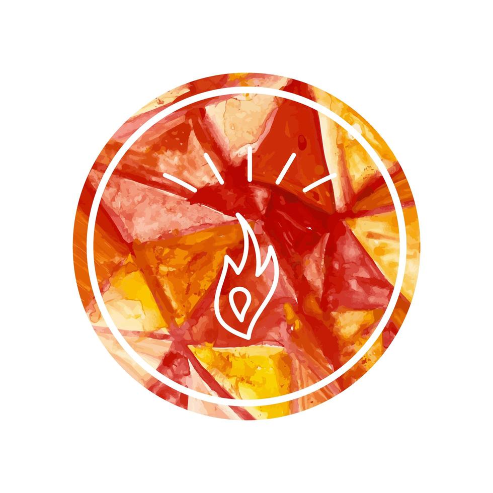 Watercolor logo of fire and bonfire vector