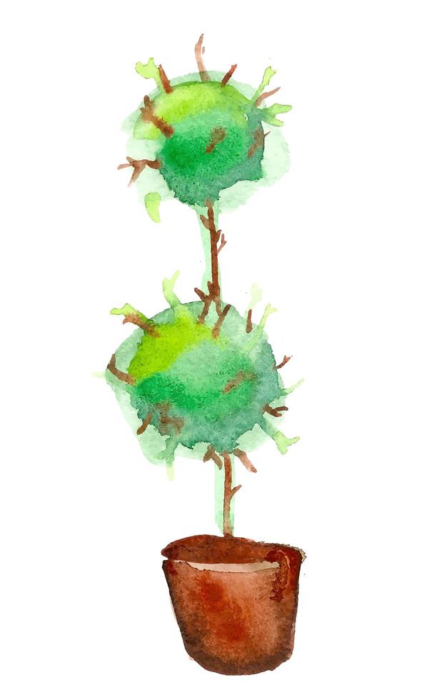 Vector aquarelle tree in pot