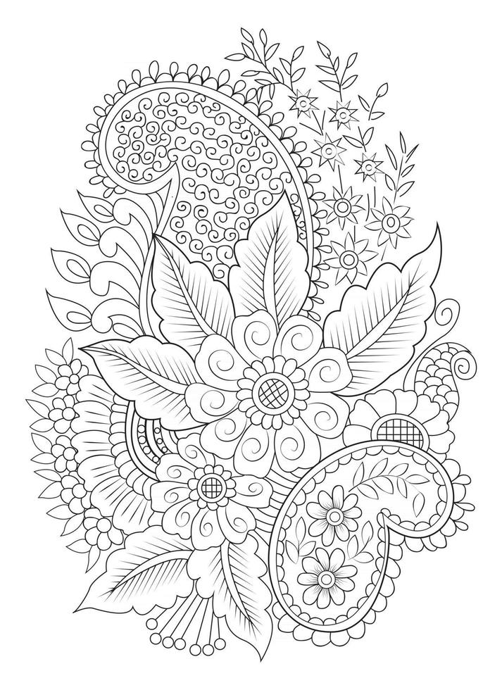 flower Coloring page Vector page for coloring. branch Pro Vector