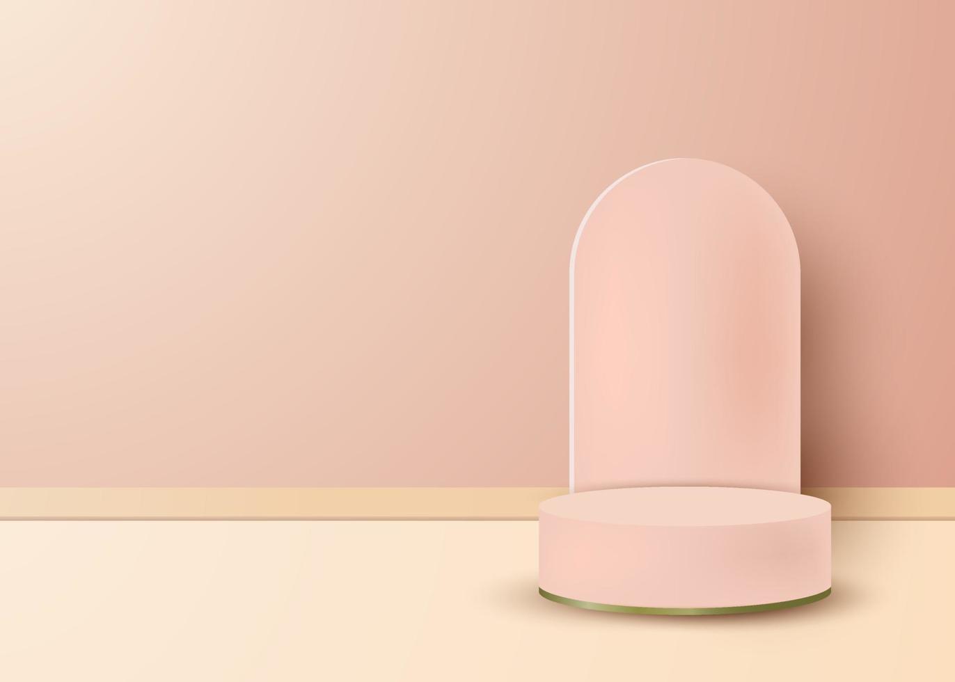 realistic 3d podium with pastel colours vector