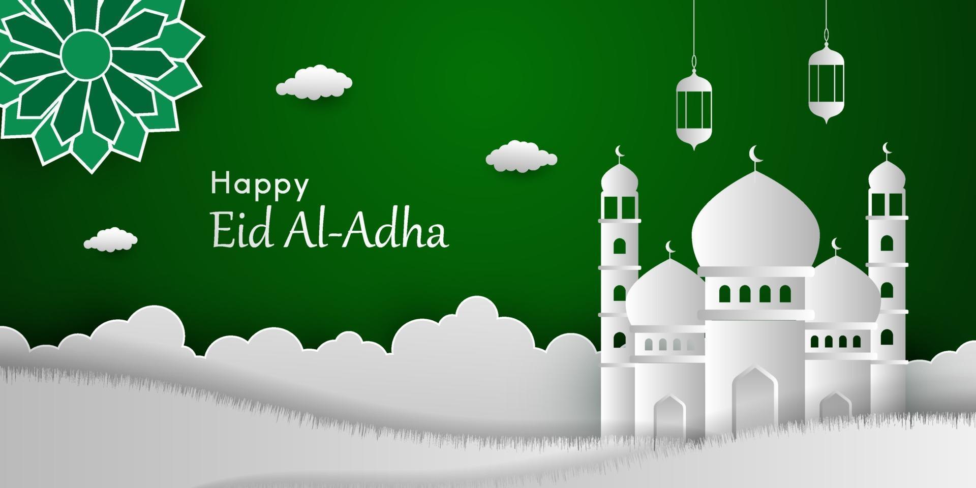 Eid Al Adha Background in Papercut style vector