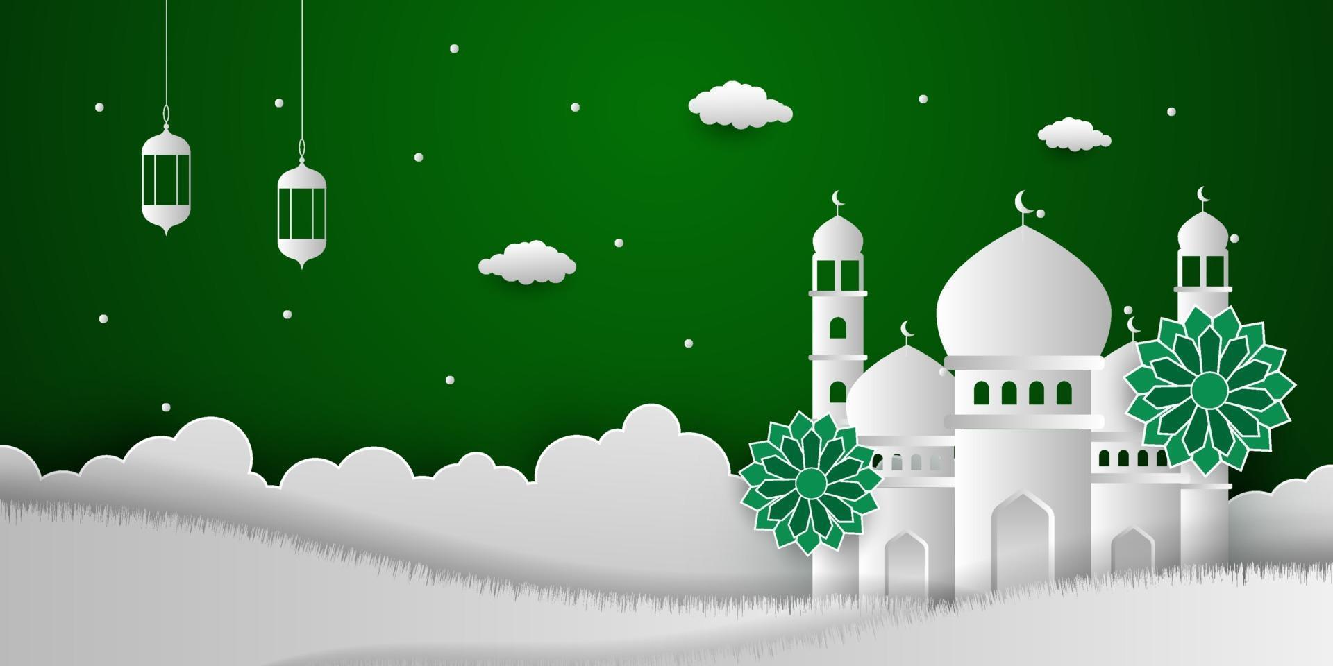 Eid Al Adha Background in Papercut style vector