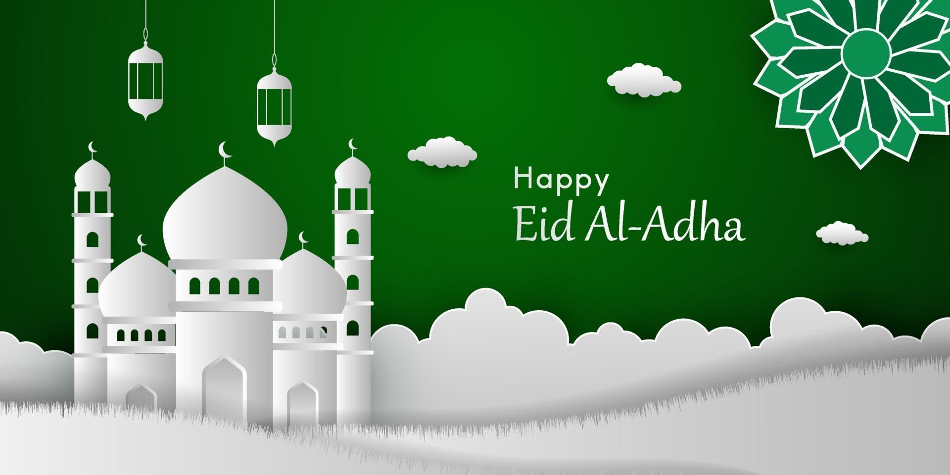 Eid Al Adha Background in Papercut style vector