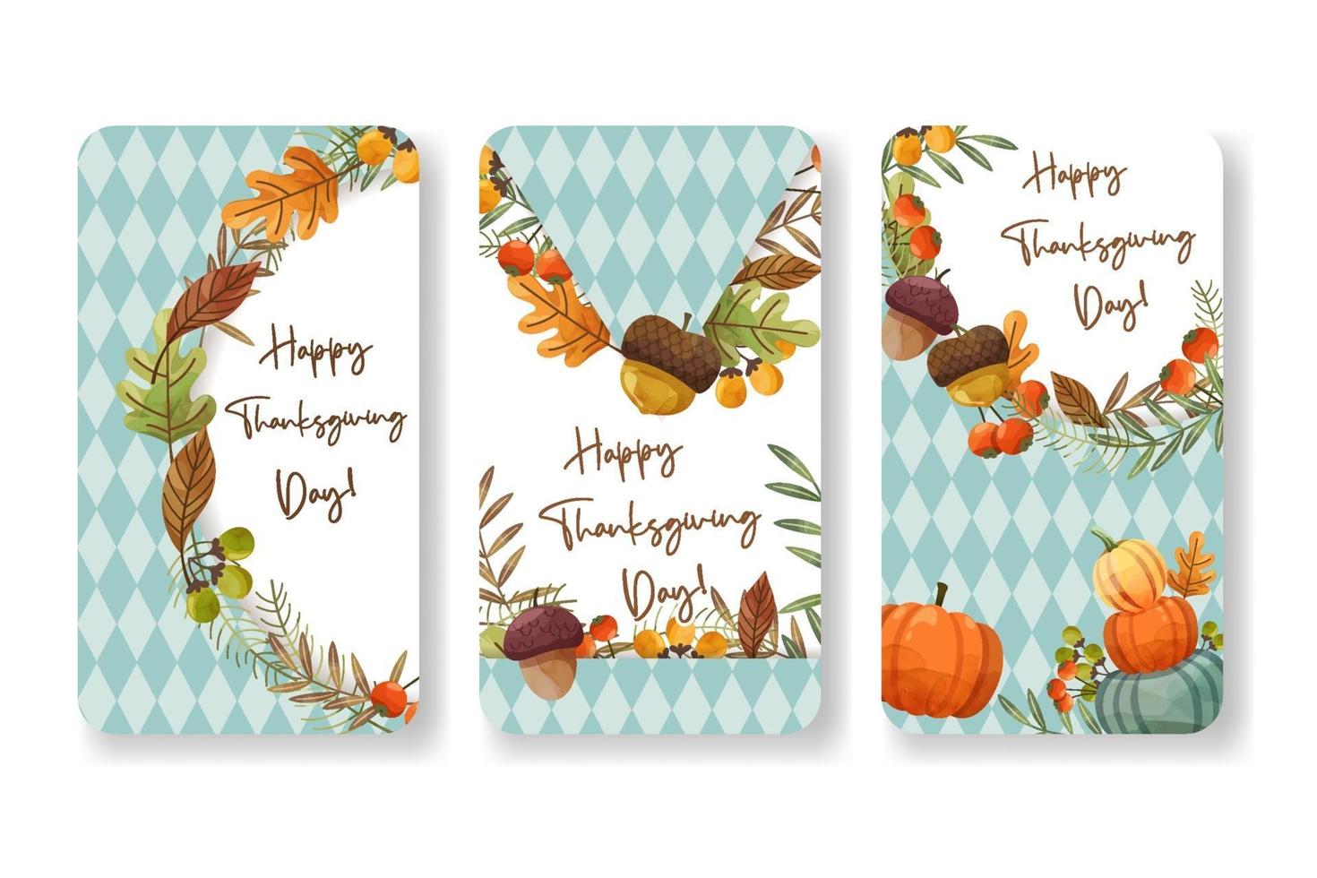 Happy Thanksgiving Day card with maple leaf and pumpkin. vector