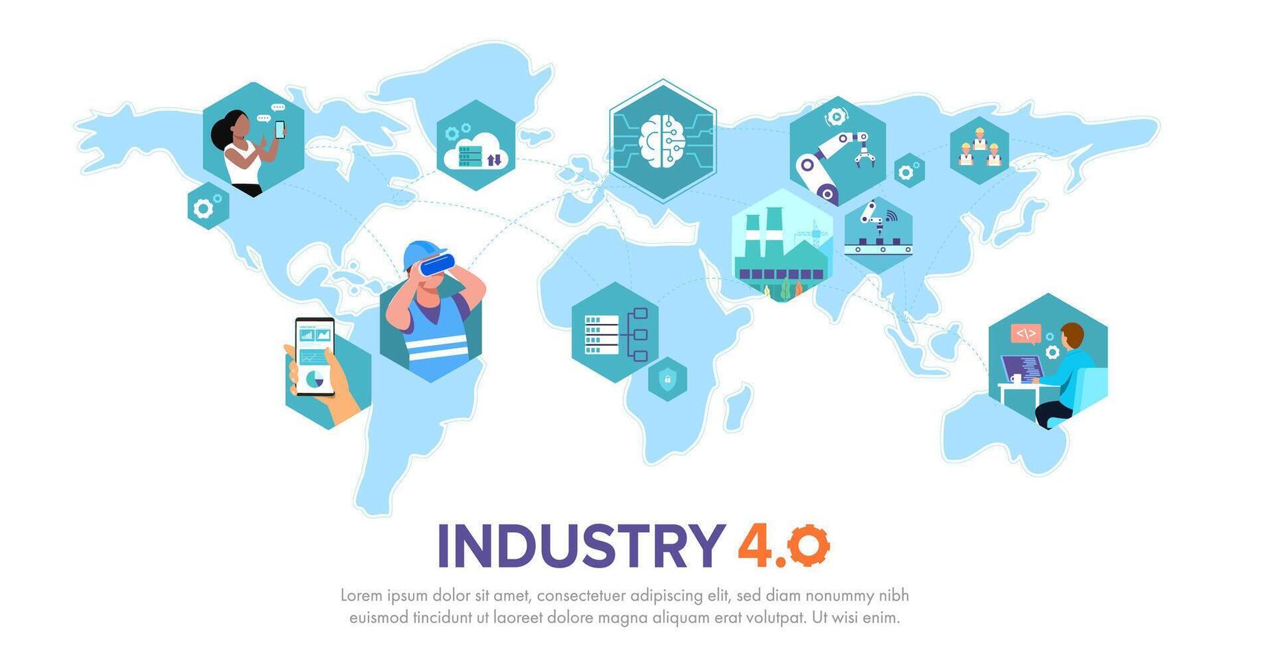 Cyber Physical Systems concept Infographic of industry 4.0. vector