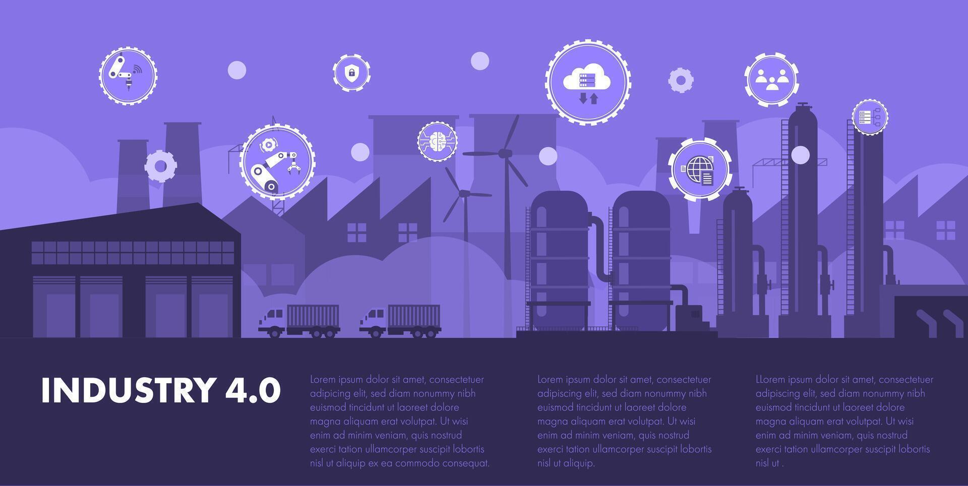 Smart Factory industrial revolutions steps Industry 4.0 concept. vector