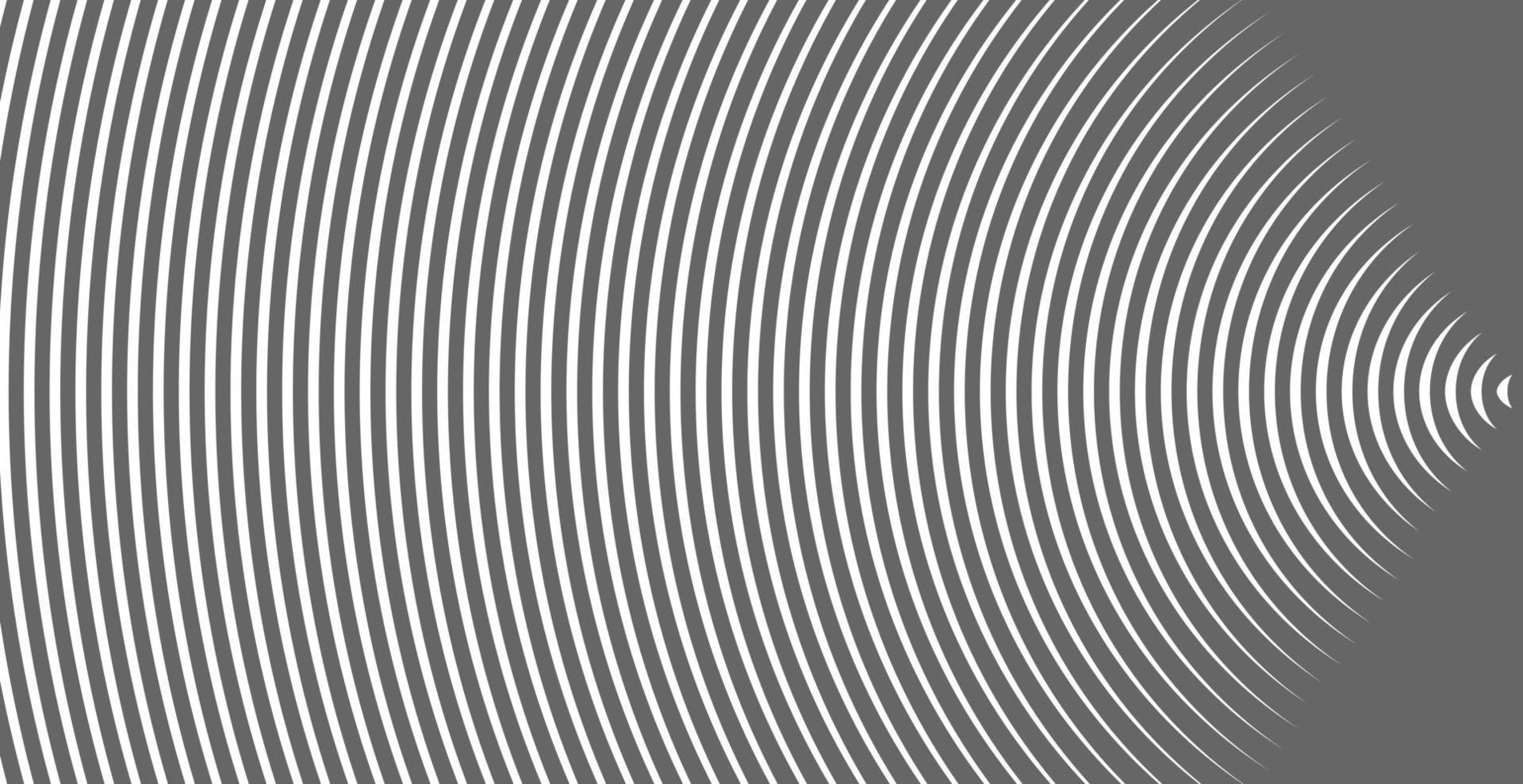Abstract vector circle halftone black background. Gradient retro line pattern design. Monochrome graphic.