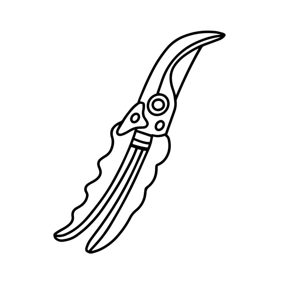 shears-secateurs isolated on a white background. Garden tools for working with flowers and shrubs. Hand-drawn vector illustration in the Doodle style.