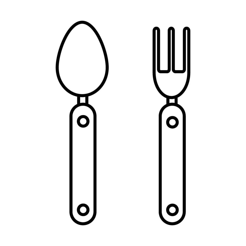Fork and spoon travel. Vector icon. Hiking and camping equipment.