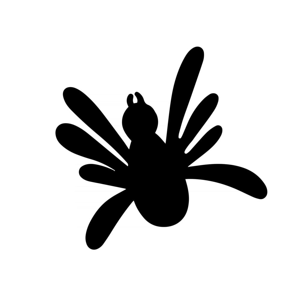 Black spider isolated on a white background. Silhouette of a spider. Design element for Halloween. Vector stock illustration