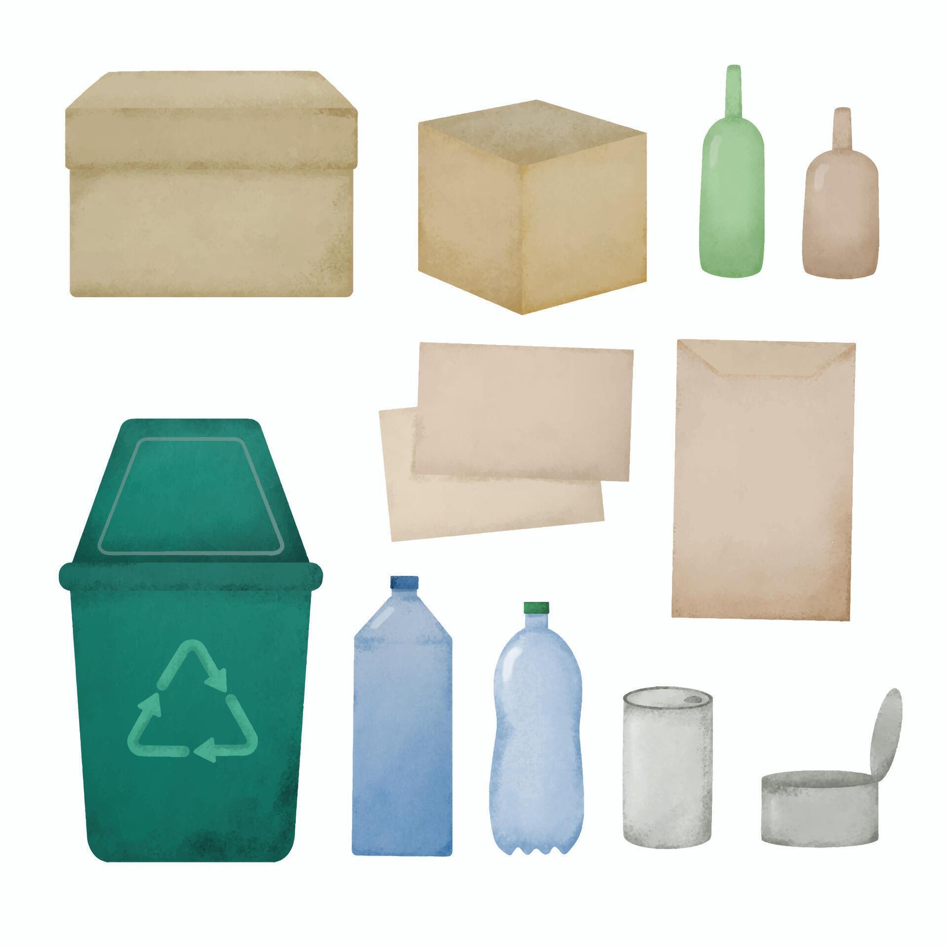 Hand drawing watercolor with the Recycled materials vector 2927393