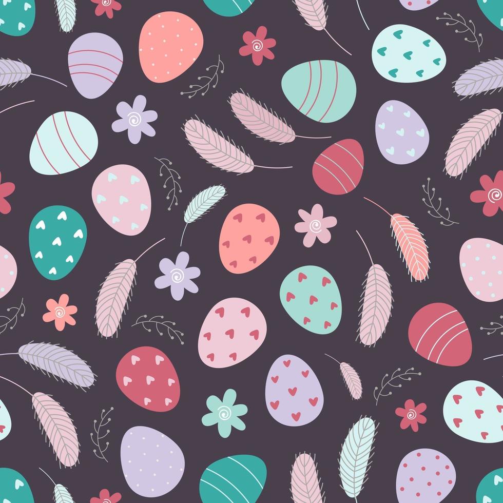 huevos de pascua de patrones sin fisuras. huevos de pascua decorados sobre un fondo blanco. diseño para textiles, empaques, envoltorios, tarjetas de felicitación, papel, imprenta. ilustración vectorial vector