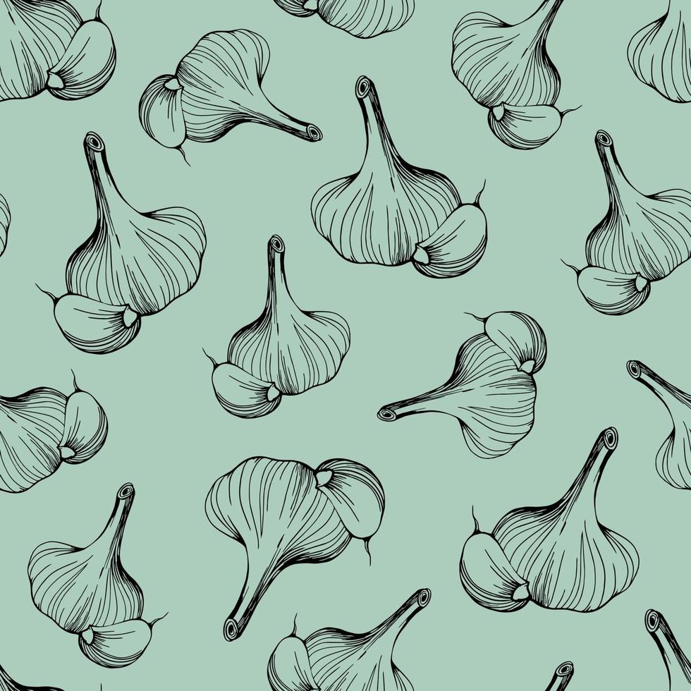 Garlic seamlessn pattern. vector illustration