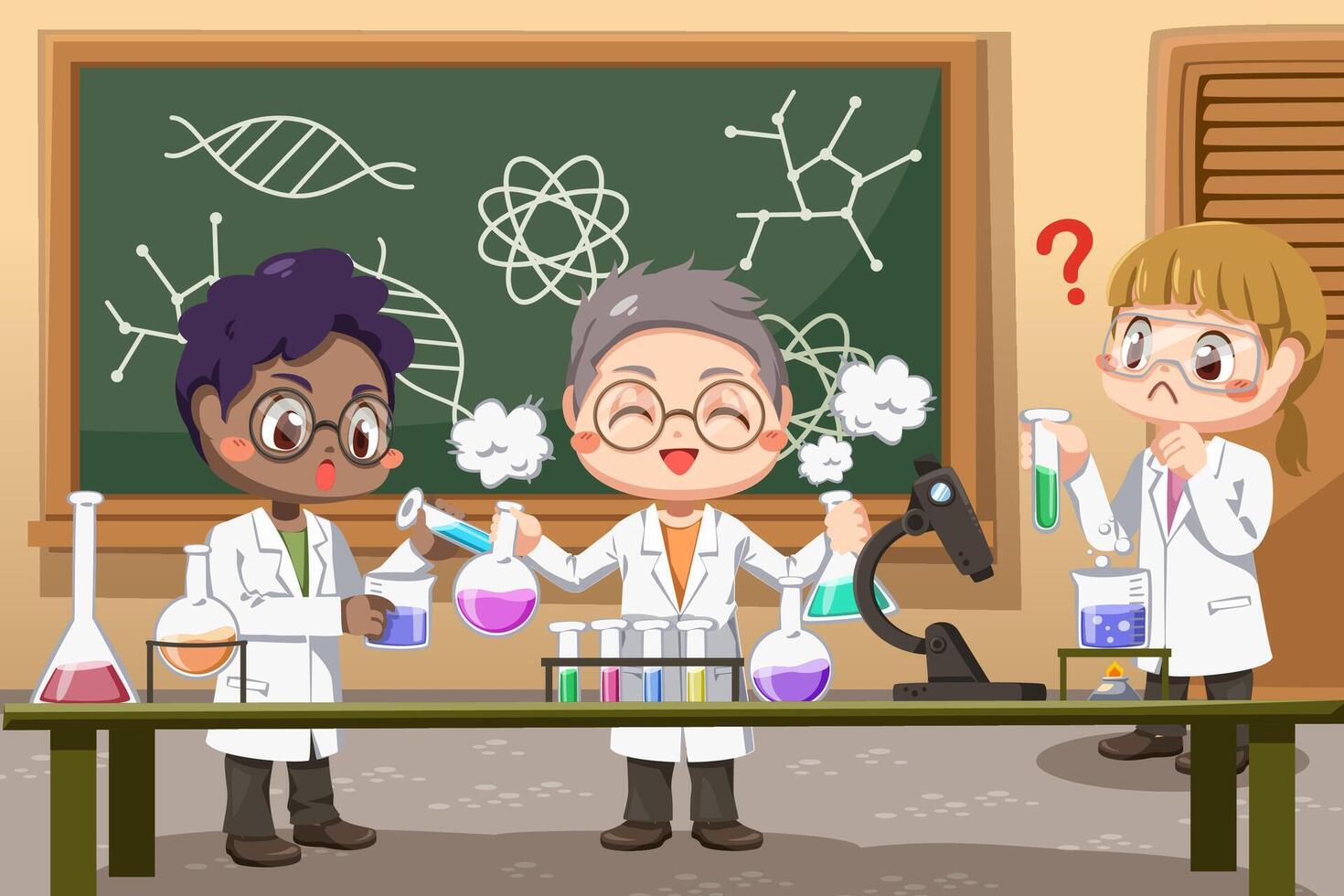 Group of Scientists At Work In Lab Office vector