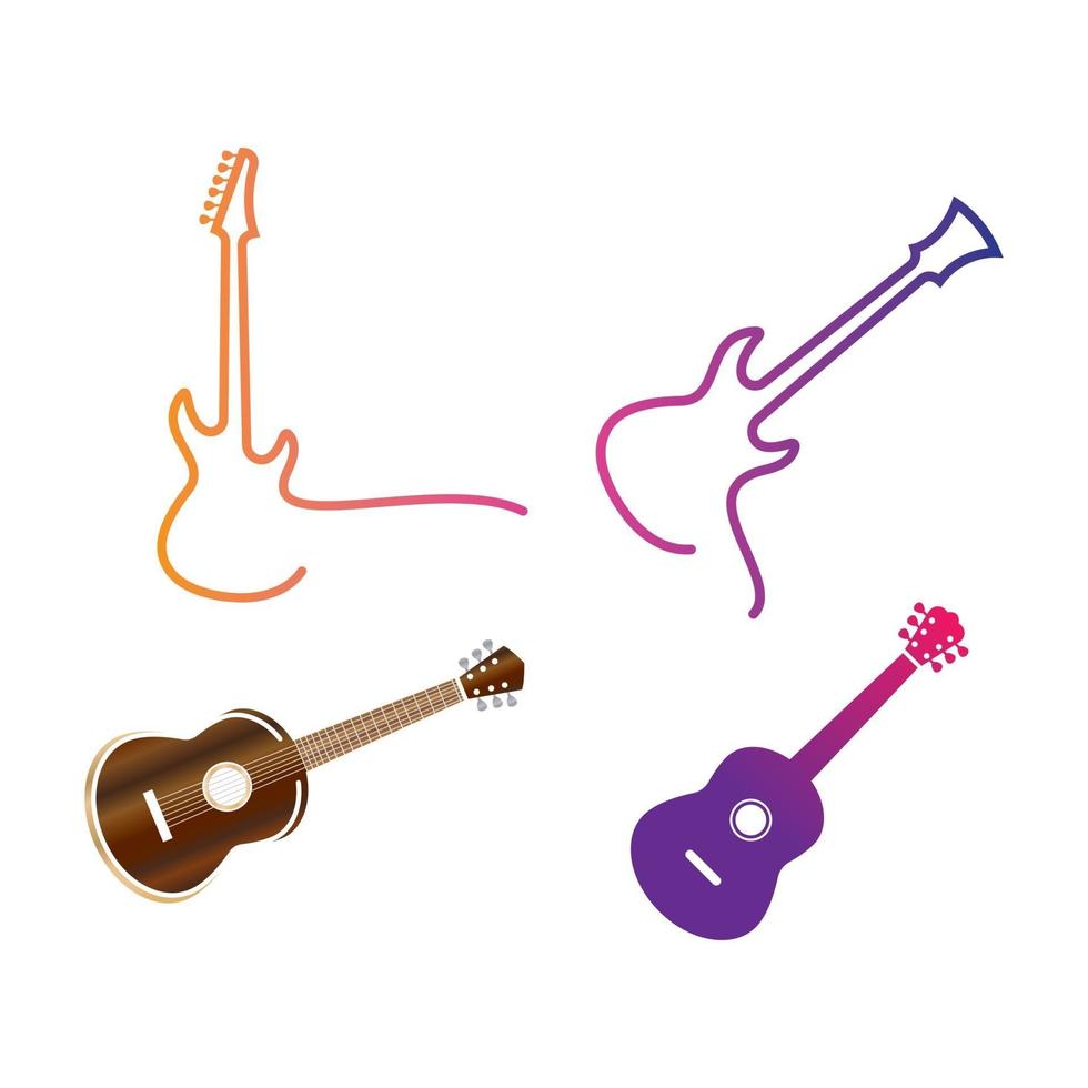 Guitar lesson logo images illustration vector