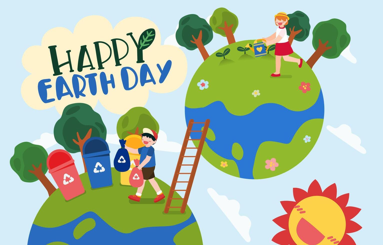 The children enjoyed the activities for Earth Day vector