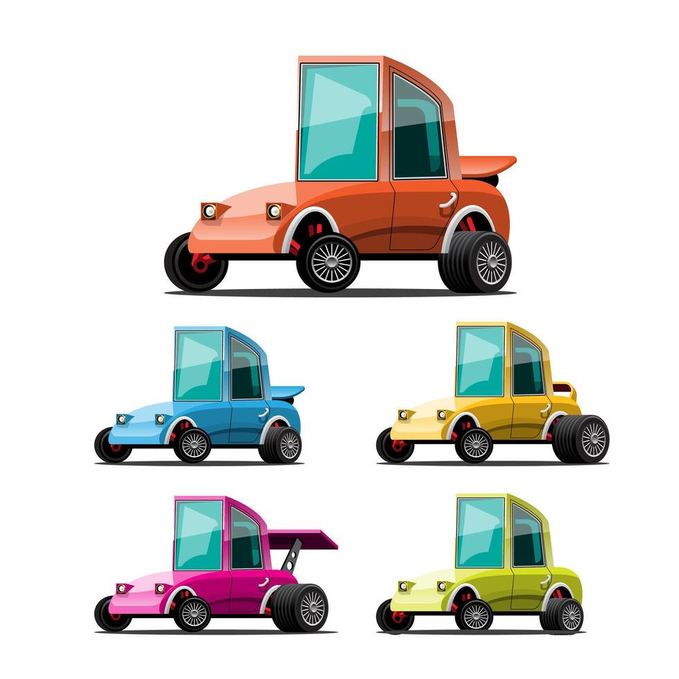 Bundle set of sport car in cartoon character vector