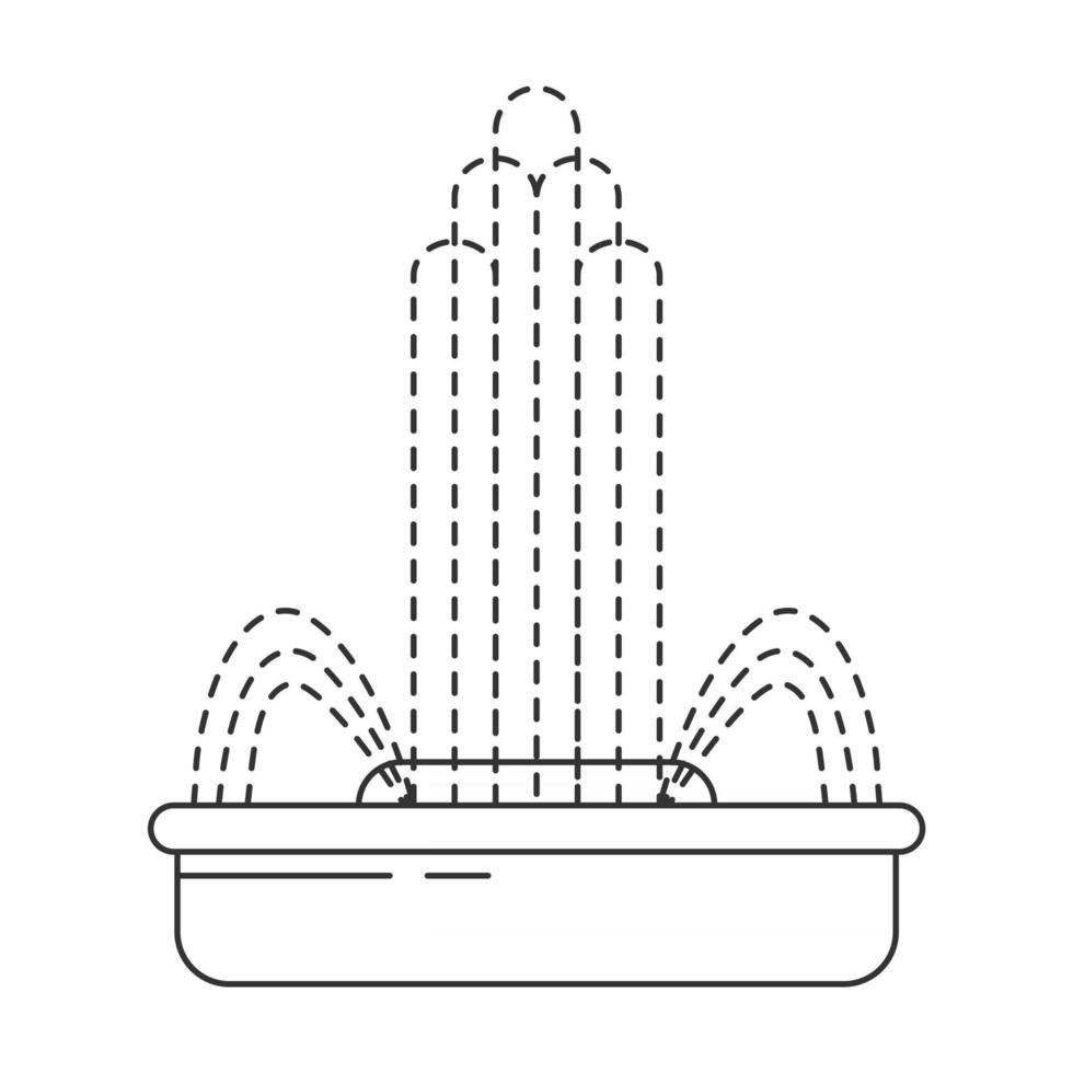 Abstract fountain. Decorative fountain. Cascade and water splash. Vector line illustration.